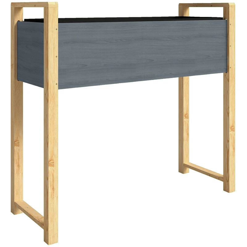 Carré potager surélevé jardin 98 x 37 x 90 cm capacité utile 71 l 4 trous drainage style scandinave épuré en bois gris 21_0005630