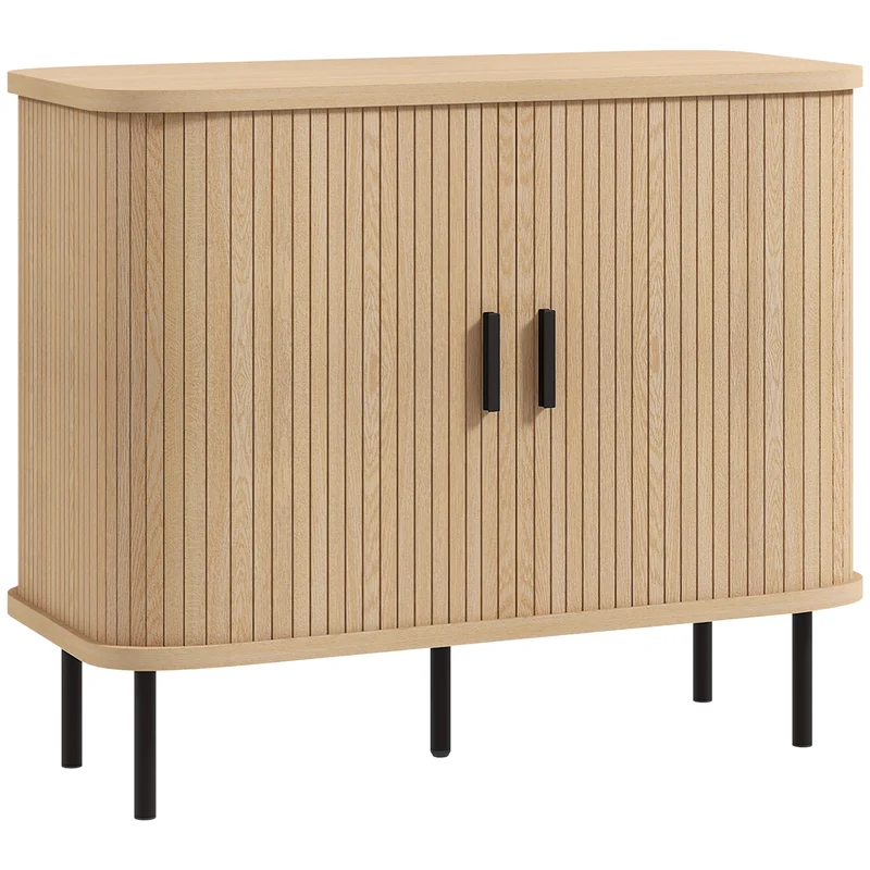 Buffet meuble de rangement salon salle à manger 90 x 40 x 75 cm gain de place 4 compartiments design moderne en MDF chêne 21_0003419