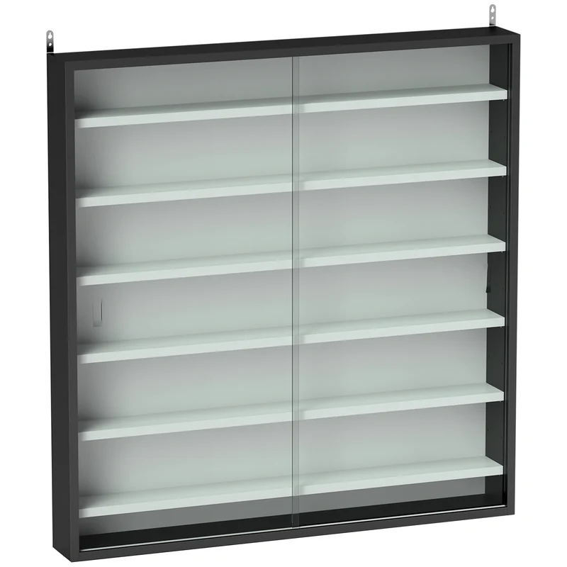Vitrine murale pour collection 80 x 9,5 x 83 cm 6 étagères réglables anti poussière moderne en panneau particules blanc 21_0001782