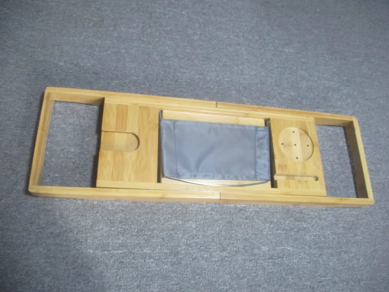 Plateau de baignoire extensible 75-109 x 23 x 4.5 cm support livre et porte-verre épuré design en bambou bois naturel 21_0002030