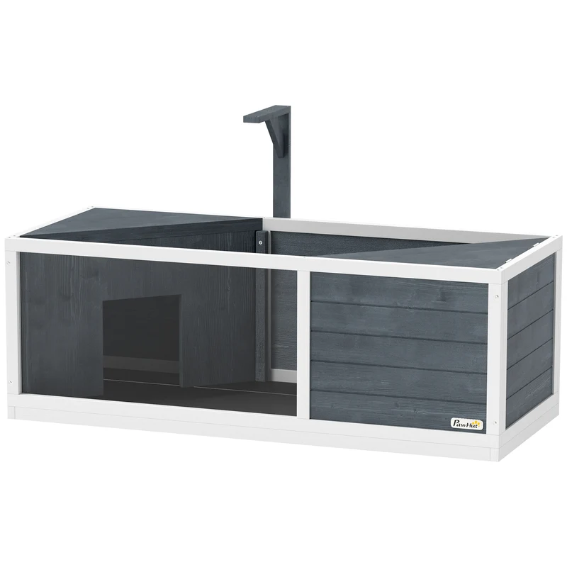 Maison pour tortues enclos 120 x 50 x 40 cm toit ouvrant accès facile panneau transparent style moderne en bois gris 21_0007846