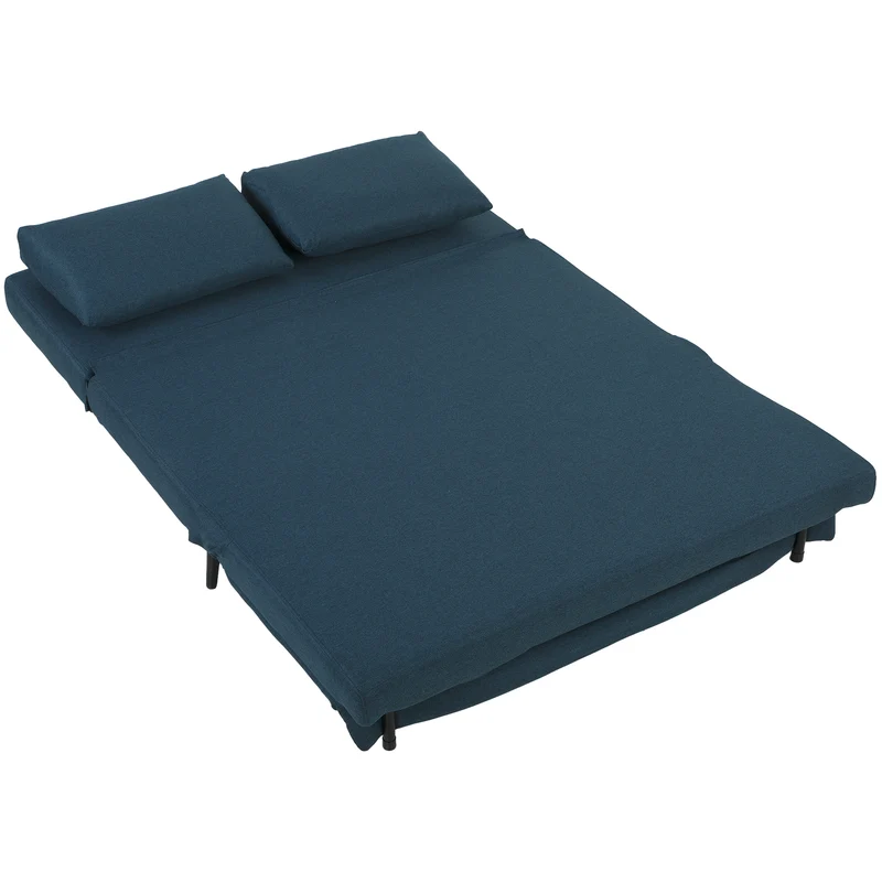 Canapé convertible 2 places canapé-lit 135 x 90 x 78 cm 3-en-1 dossier réglable moderne minimaliste en polyester bleu 21_0003676