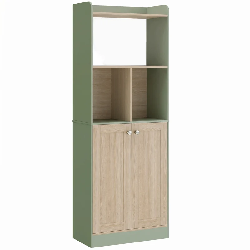 Bibliothèque 5 niveaux rangement 60 x 30 x 161,2 cm portes magnétiques anti-basculement moderne en MDF bois naturel 21_0002577