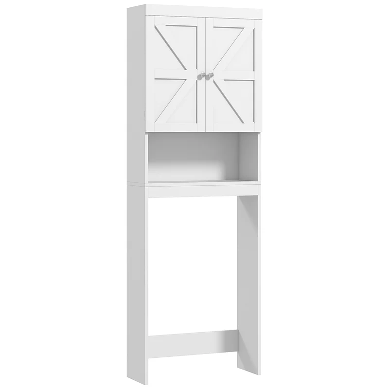 Armoire de rangement au-dessus des toilettes 58,5 x 23 x 170 cm gain de place étagère réglable utile moderne en MDF blanc 21_0002018