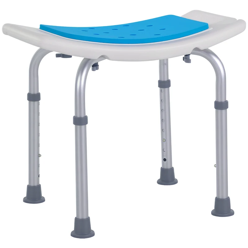 Tabouret de douche 52 x 31 x 52 cm hauteur réglable 6 positions ergonomique épuré en polyéthylène haute densité blanc 21_0000866