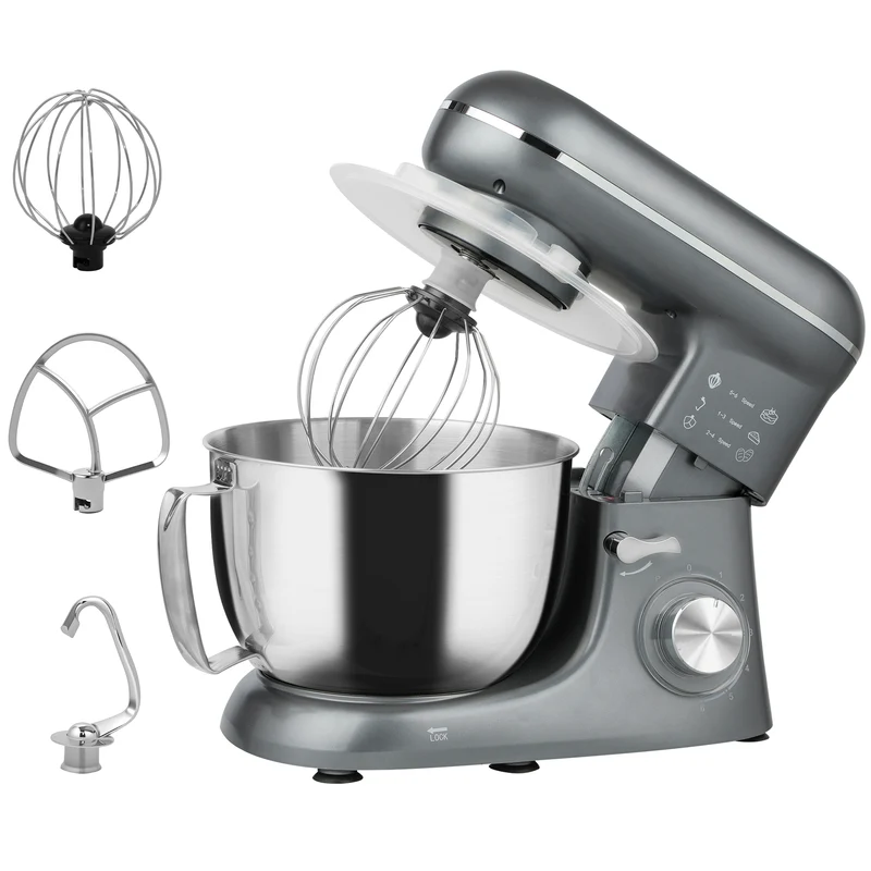 Robot pâtissier cuisine 35 x 22 x 29 cm moteur 1300 watts bol 4,5 l rapide design épuré en acier inoxydable argenté 21_0000957