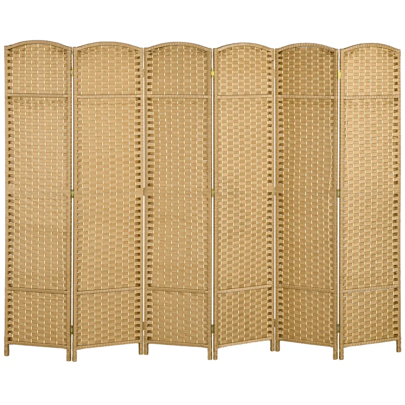 Paravent intérieur 6 panneaux séparateur pliable 240 x 1.6 x 170 cm intimité modulable design scandinave en bois naturel 21_0001327