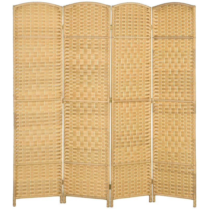 Paravent intérieur 4 panneaux pliable séparateur 180 x 1,7 x 180 cm gain d'intimité décoratif scandinave en bois naturel 21_0001339
