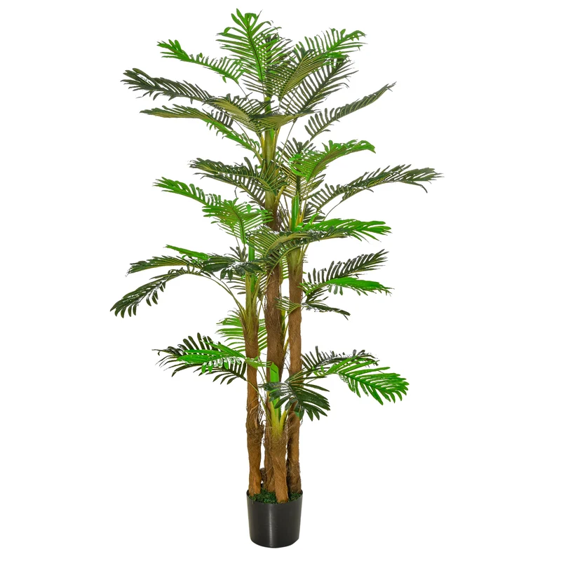 Palmier artificiel décoration intérieur salon bureau 185 cm pot inclus grand réalisme décoratif contemporain en pe vert 21_0001240