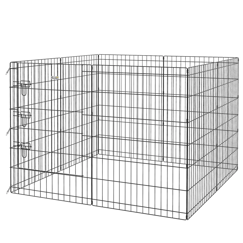 Enclos modulable pour petits animaux intérieur 91 x 61 cm porte double verrou montage facile industriel en métal noir 21_0007384