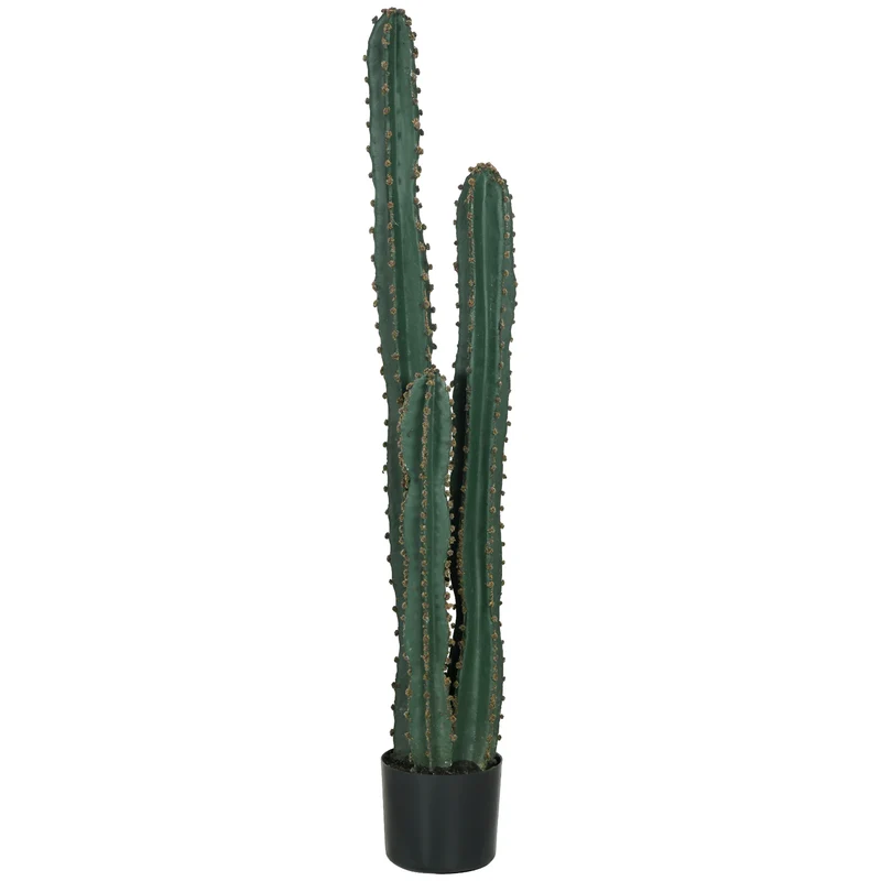 Cactus artificiel grande taille 18 x 120 cm pot stable lesté entretien facile style moderne salon en polyéthylène vert 21_0003942