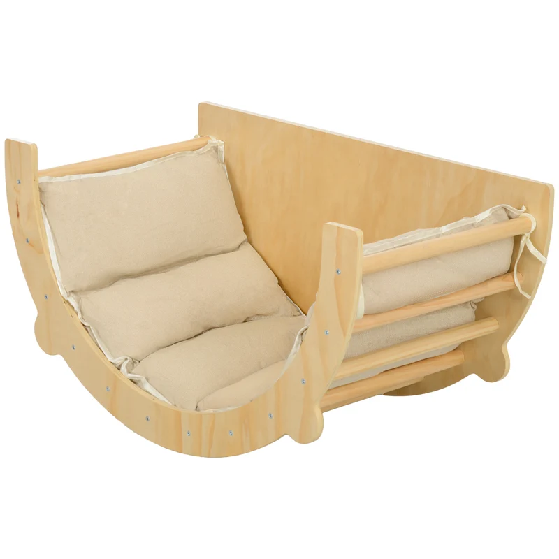 Arche 3 en 1 fauteuil bascule et table de jeu 90 x 52 x 50 cm évolutive sécurisée scandinave douillet en bois naturel 21_0000306