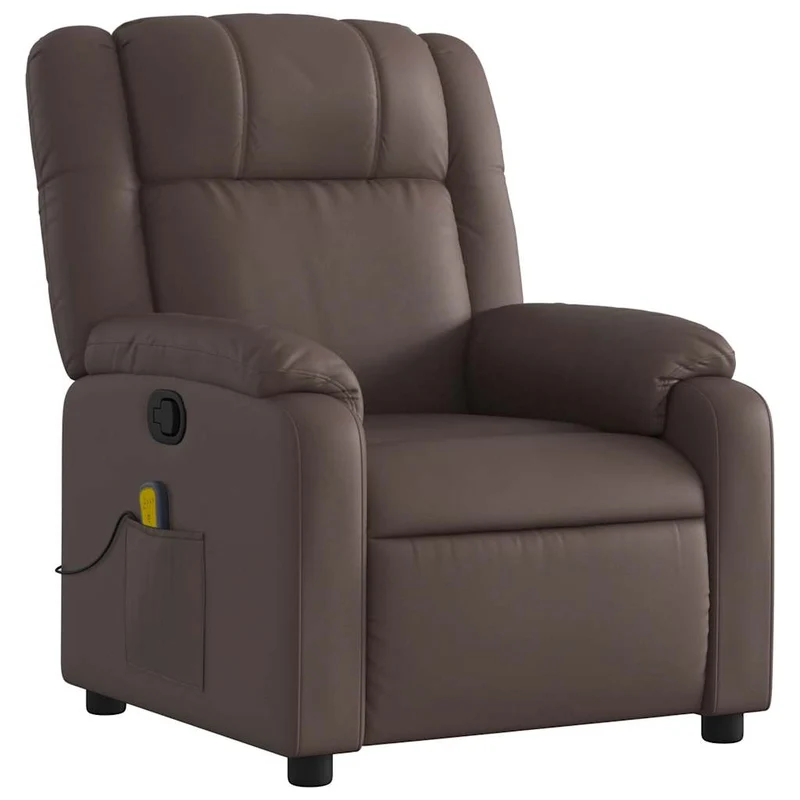 Fauteuil de relaxation TV fonction massage inclinable 6 points de massage en PVC marron PVC DEC027003