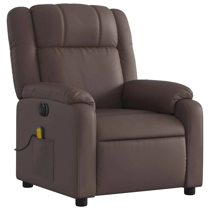Fauteuil de relaxation TV fonction massage inclinable électrique 6 points de massage en PVC brun DEC027198