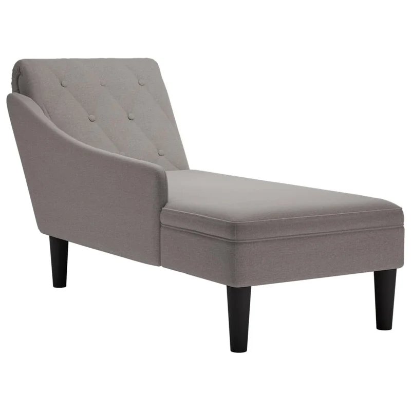 Méridienne chaise longue pour intérieur avec coussin et accoudoir droit en tissu taupe DEC026264