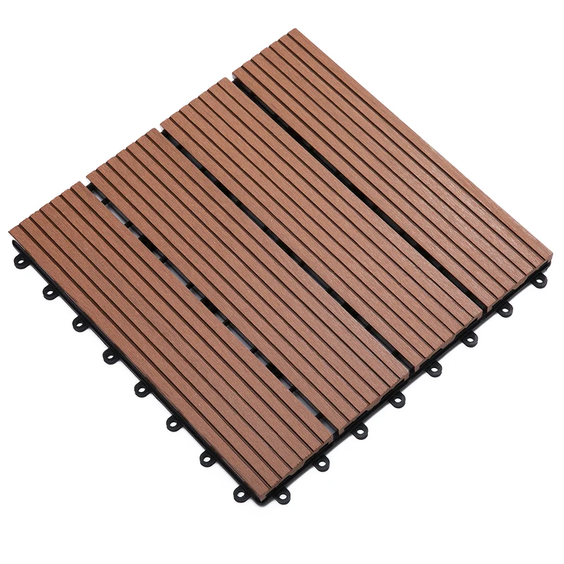 Lot de 11 dalles de jardin clipsables 30 x 30 x 2,2 cm antidérapantes pose facile style moderne en hdpe marron clair 21_0003934