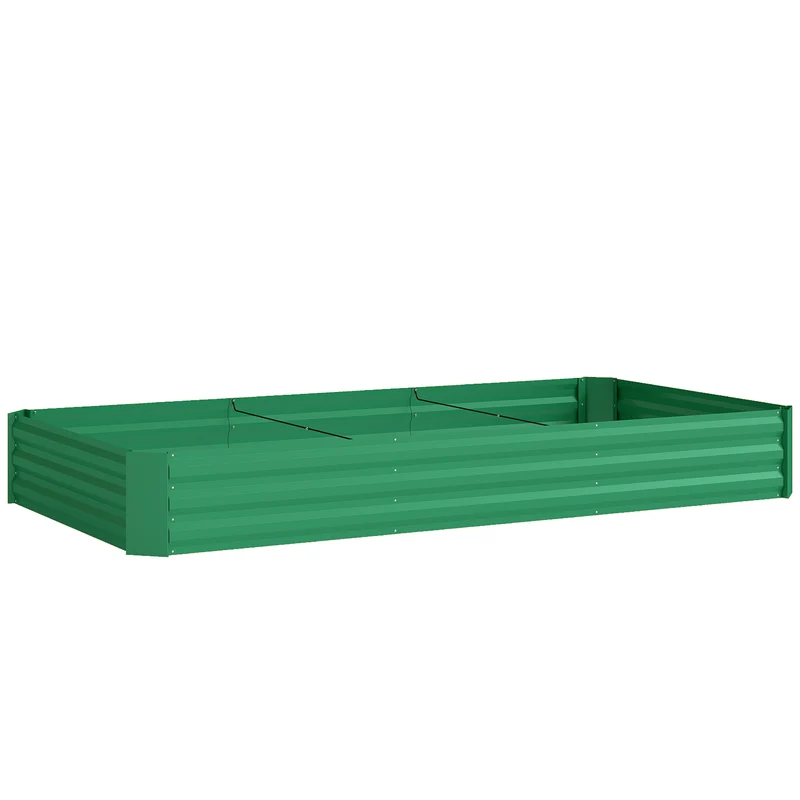 Jardinière rectangulaire 240 x 120 x 30 cm capacité 835 l fond ouvert industriel contemporain en acier galvanisé vert 21_0005524
