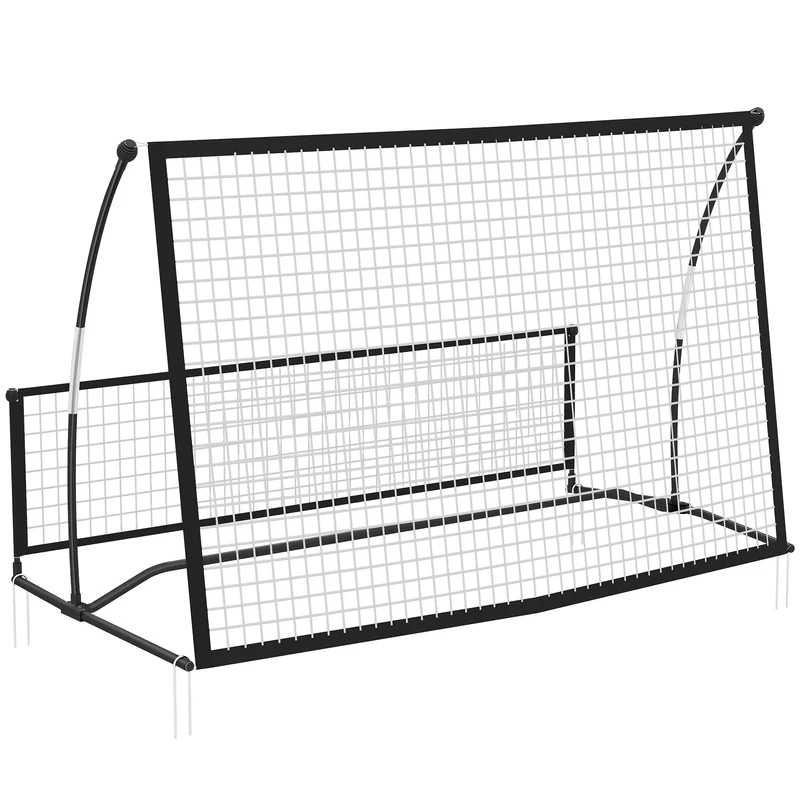 Filet de rebond football 200 x 94 x 122 cm double face stable entraînement intensif design sportif en polyester noir 21_0006635