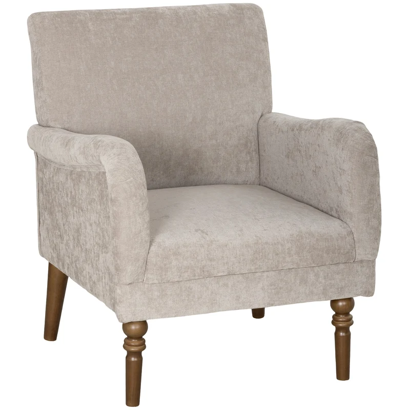 Fauteuil de salon 1 place 70 x 75 x 88 cm assise large rembourrée soutien ferme scandinave contemporain en tissu gris 21_0003650