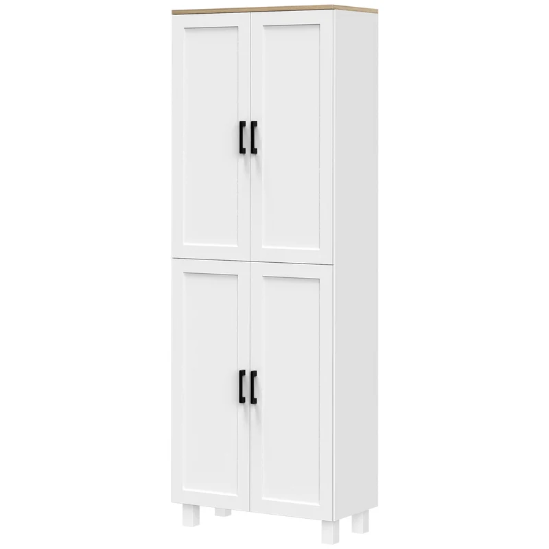 Armoire de cuisine haute 60 x 30 x 170,5 cm 6 étagères réglables anti basculement moderne en panneau de particules blanc 21_0002350