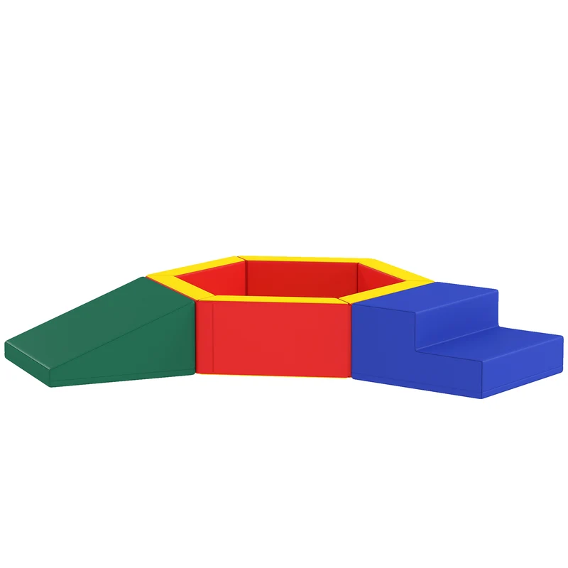 Parcours motricité bébé modulable piscine à balles 190 x 100 x 25 cm sécurisé ludique moderne assise en mousse epe rouge 21_0000738