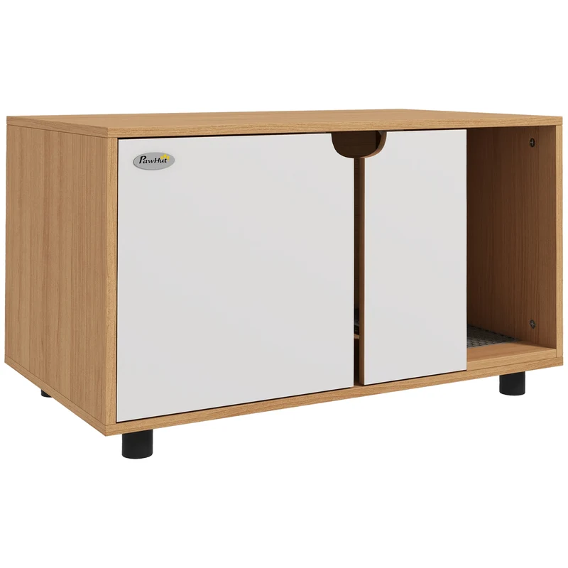 Meuble maison de toilette pour chat 80 x 48 x 48 cm réduit les odeurs design scandinave en panneau de particules naturel 21_0007786