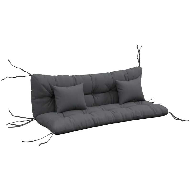 Lot de 4 coussins balancelle 150 x 50 x 10 cm rembourrage épais attaches contemporain cosy en polyester gris anthracite 21_0005216