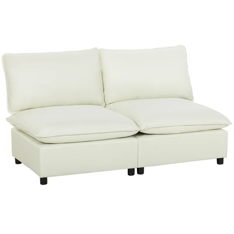 Canapé 2 places modulable salon 146 x 85 x 78 cm assise profonde coussins épais cosy moderne scandinave en lin crème 21_0003645