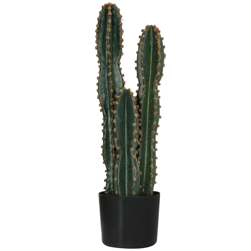 Cactus artificiel grand réalisme intérieur 17 x 60 cm sans entretien pot lesté style moderne épuré en polyéthylène vert 21_0003943