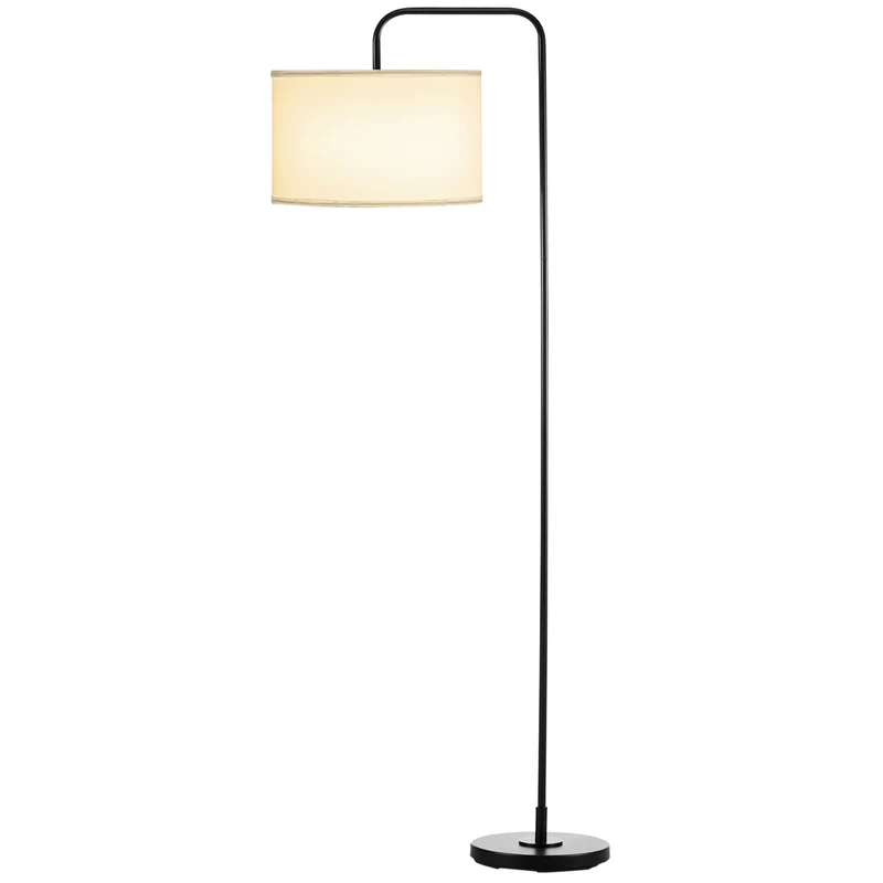 Lampadaire sur pied salon 64 x 38 x 163,5 cm lumière diffuse ambiante base ronde design moderne épuré en métal noir 21_0007018