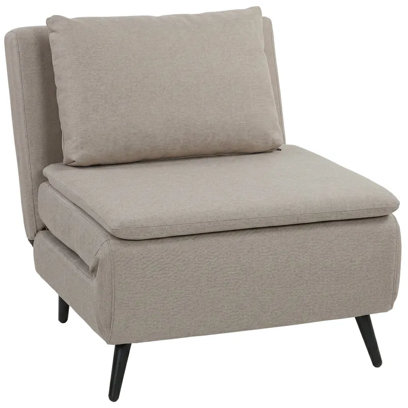 Fauteuil convertible 1 place 3 en 1 assise pliable 75 x 88 x 78 cm gain de place cosy tendance en polyester marron clair 21_0003675