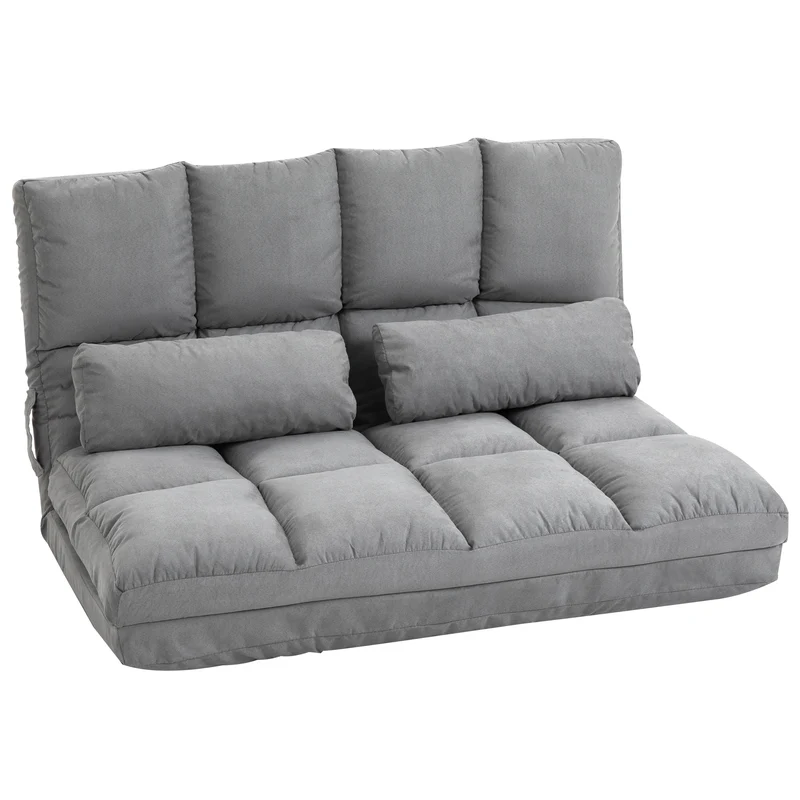 Chauffeuse convertible 2 places 102 x 73 x 60 cm dossier réglable multipositions contemporain cosy en polyester gris 21_0001823
