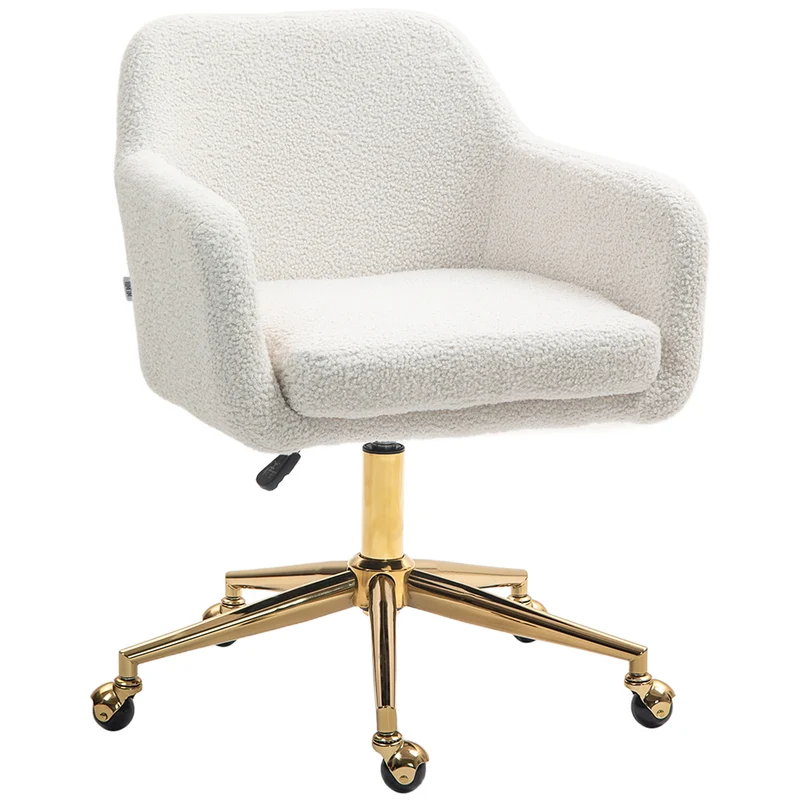 Chaise de bureau ergonomique 60 x 61 x 79-88 cm hauteur réglable assise pivotante 360° moderne cosy en polyester crème 21_0006270
