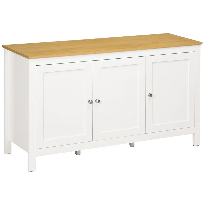 Buffet meuble de rangement 120 x 40 x 70 cm rangement portes tiroirs étagères réglables classique épuré en MDF blanc 21_0002910