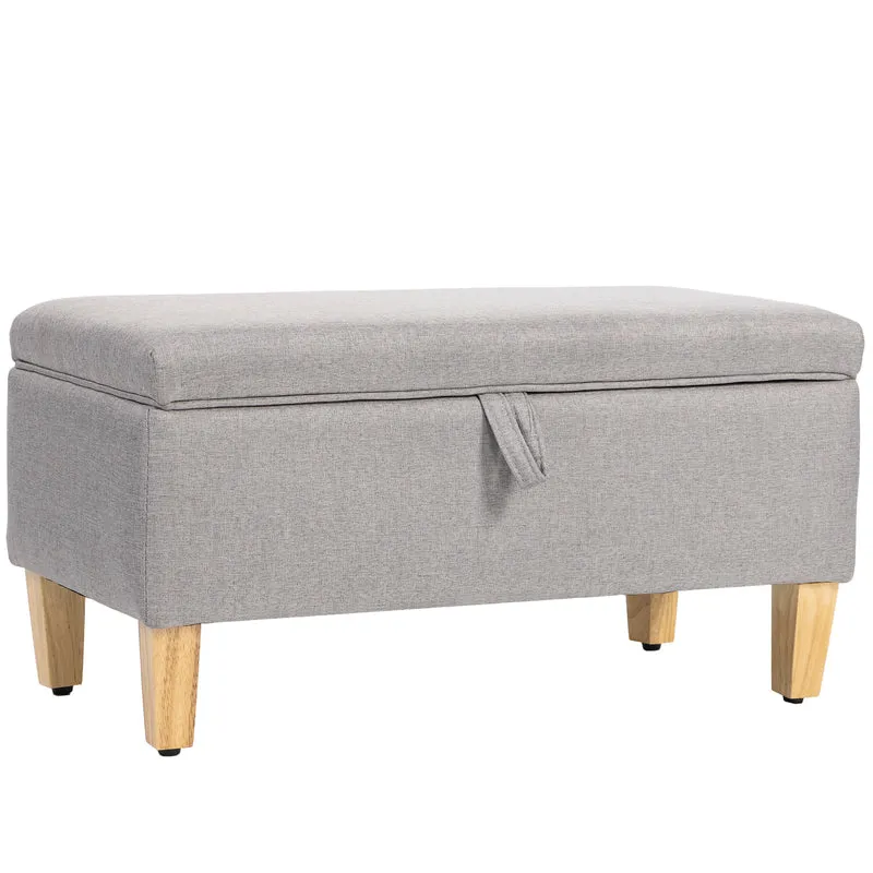Banc de rangement coffre bout de lit 71 x 37 x 36 cm assise rembourrée rangement scandinave en polyester gris clair 21_0002864