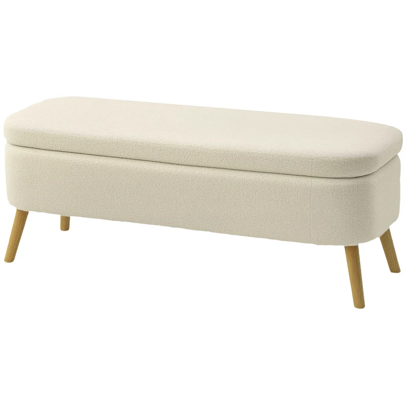 Banc de rangement bout de lit 120 x 42 x 45 cm rangement 65 l assise douillet pour chambre salon moderne en polaire beige 21_0002979