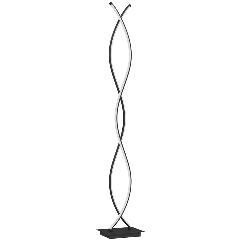 Lampadaire sur pied spirale 35 x 20 x 140 cm éclairage led 3 intensités base stable moderne salon en aluminium noir 21_0007034