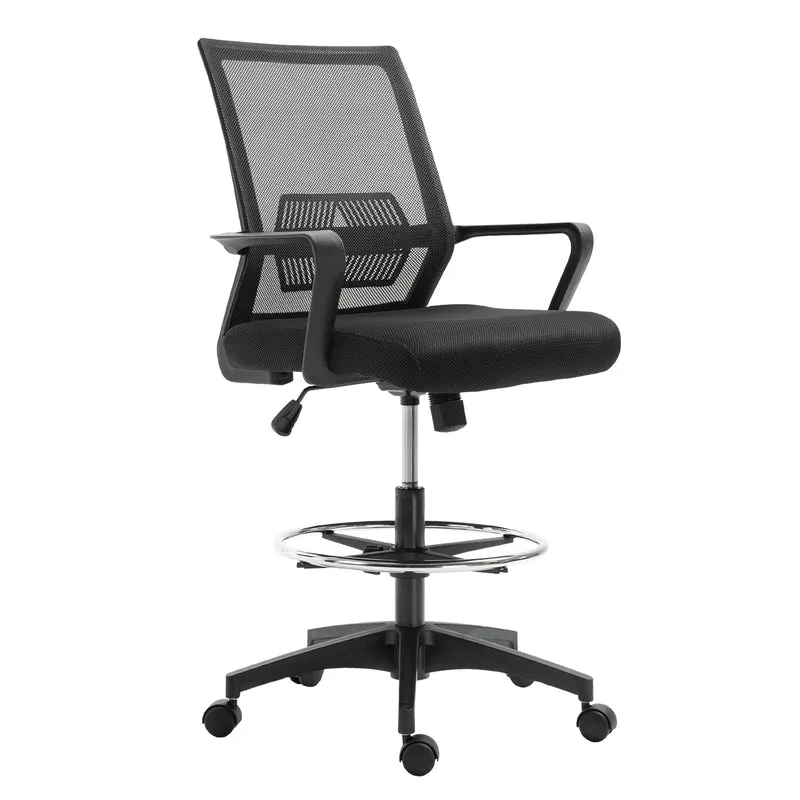 Fauteuil de bureau assise haute 64 x 59 x 104-124 cm assise réglable pivotant 360° contemporain épuré en maille noir 21_0006158