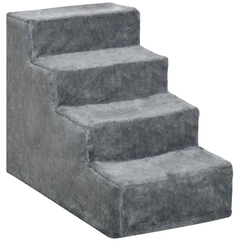 Escalier pour animaux 4 marches escalier de canapé 60 x 35 x 44 cm antidérapant léger moderne salon en bois gris clair 21_0007405
