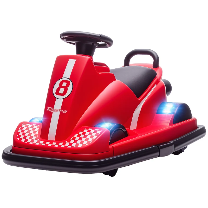 Auto-tamponneuse enfant rotation 360° 74 x 53 x 48 cm démarrage doux klaxon musique moderne tendance en plastique rouge 21_0000637