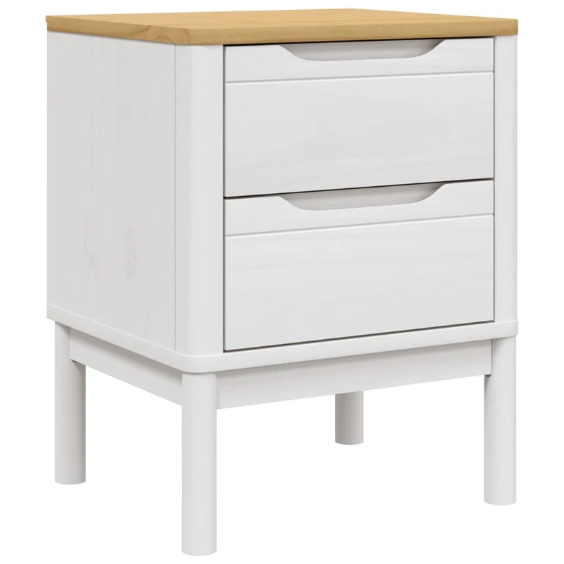 Table de chevet avec deux tiroirs 45 x 39 x 57 cm bois de pin massif blanc DEC033913