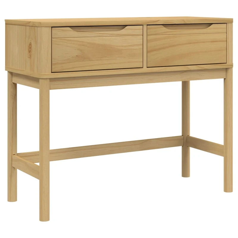 Table d'appoint console pratique avec tiroirs pour une entrée organisée 89,5 x 36,5 x 73 cm pin massif brun DEC031990