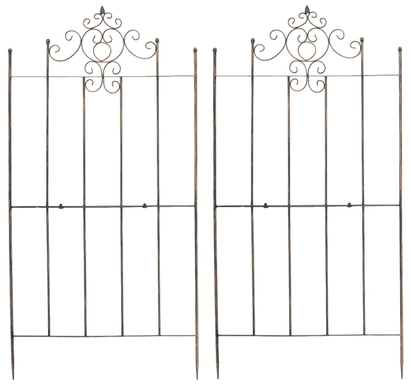 Lot de 2 treillis support pour plantes grimpantes métal bronze 10_0003844