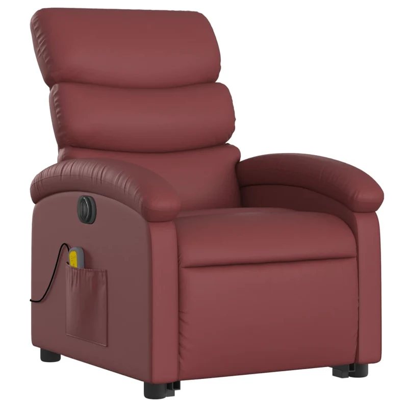 Fauteuil de relaxation fonction massage et inclinable en PVC rouge bordeaux DEC027830