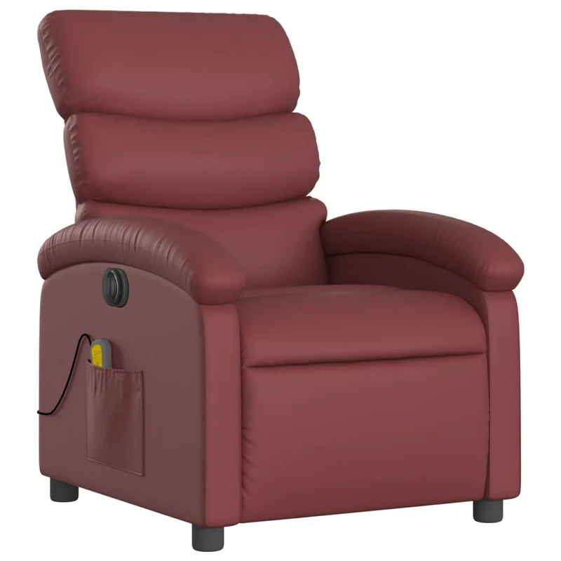 Fauteuil de relaxation TV fonction massage inclinable électrique 6 points de massage en PVC rouge bordeaux DEC027243