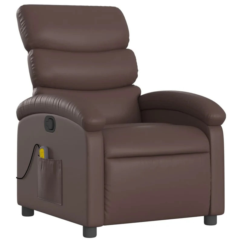 Fauteuil de relaxation TV fonction massage inclinable 6 points de massage en PVC marron DEC027005