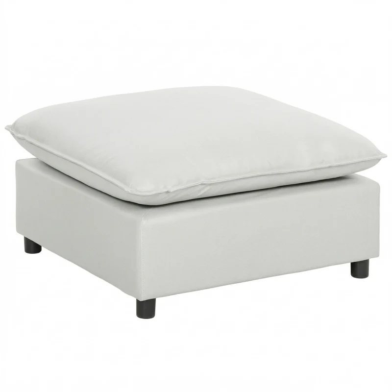 Pouf carré assise supplémentaire modulable 75 x 75 x 40 cm confort mousse design contemporain cosy salon en lin gris 21_0002993