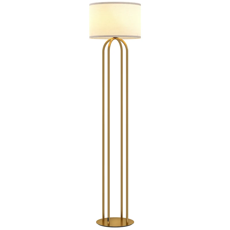 Lampadaire sur pied salon 38 x 161 cm diffuse lumière chaleureuse interrupteur au pied style scandinave en métal doré 21_0007065
