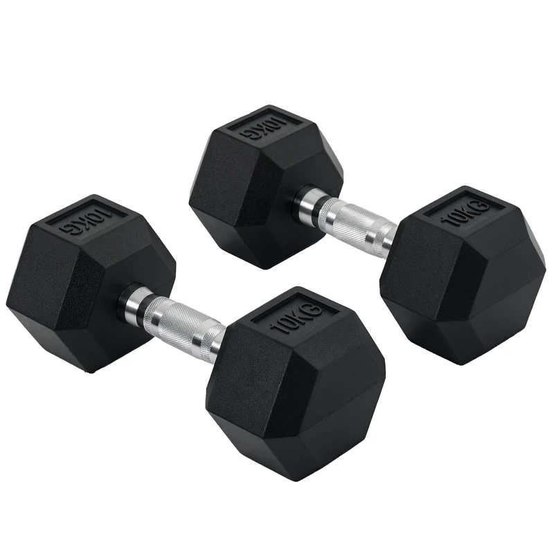 Ensemble d'haltères courtes musculation 13,5 x 31 cm poignées antidérapantes anti-roulement moderne en caoutchouc noir 21_0006750