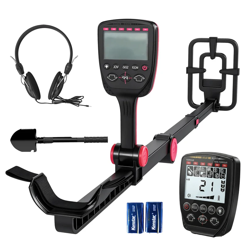 Détecteur de métaux portable pliable 139 x 26 x 30 cm 4 modes détection haute précision moderne pour jardin en abs noir 21_0004434